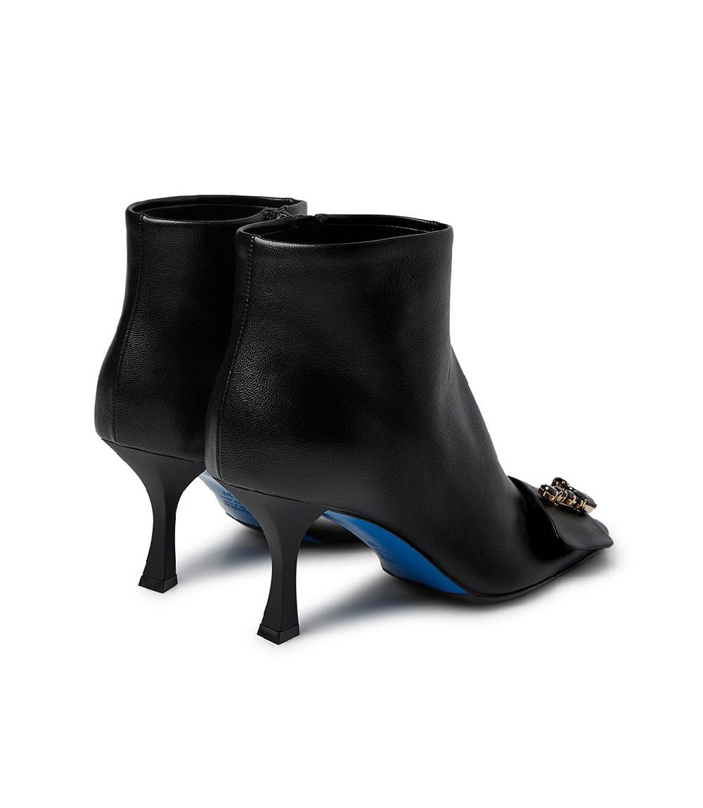 Loriblu Stivaletto in nappa nero con Logo Signature cristalli In Linea