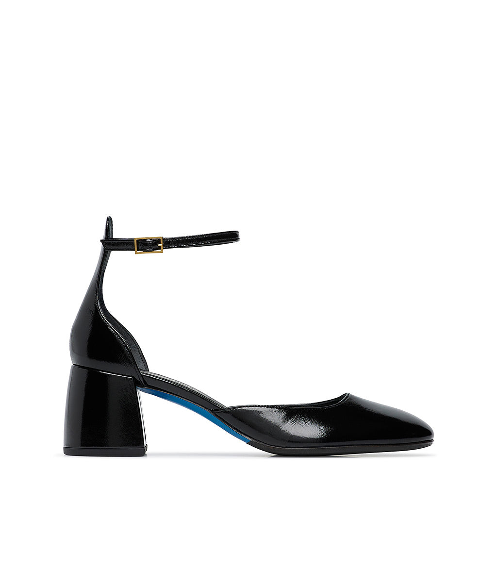 Loriblu Décolleté Mary Jane in pelle lucida nera con cinturino