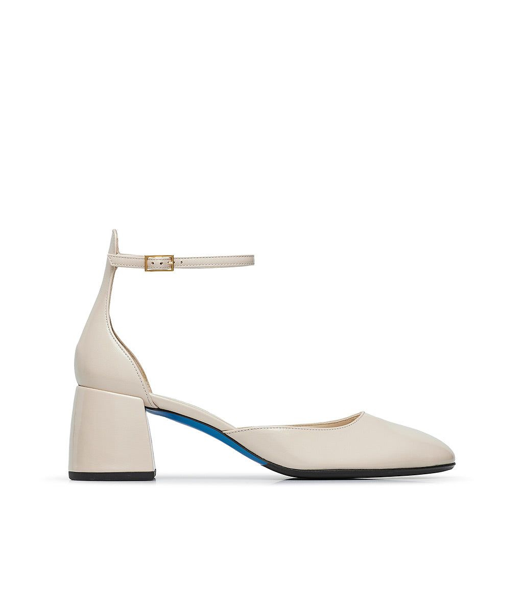 Loriblu Décolleté Mary Jane in pelle lucida sabbia con cinturino