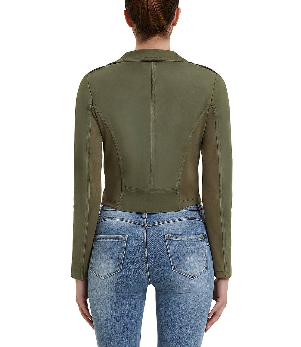 Loriblu Giacca stile biker in camoscio salvia Vendita