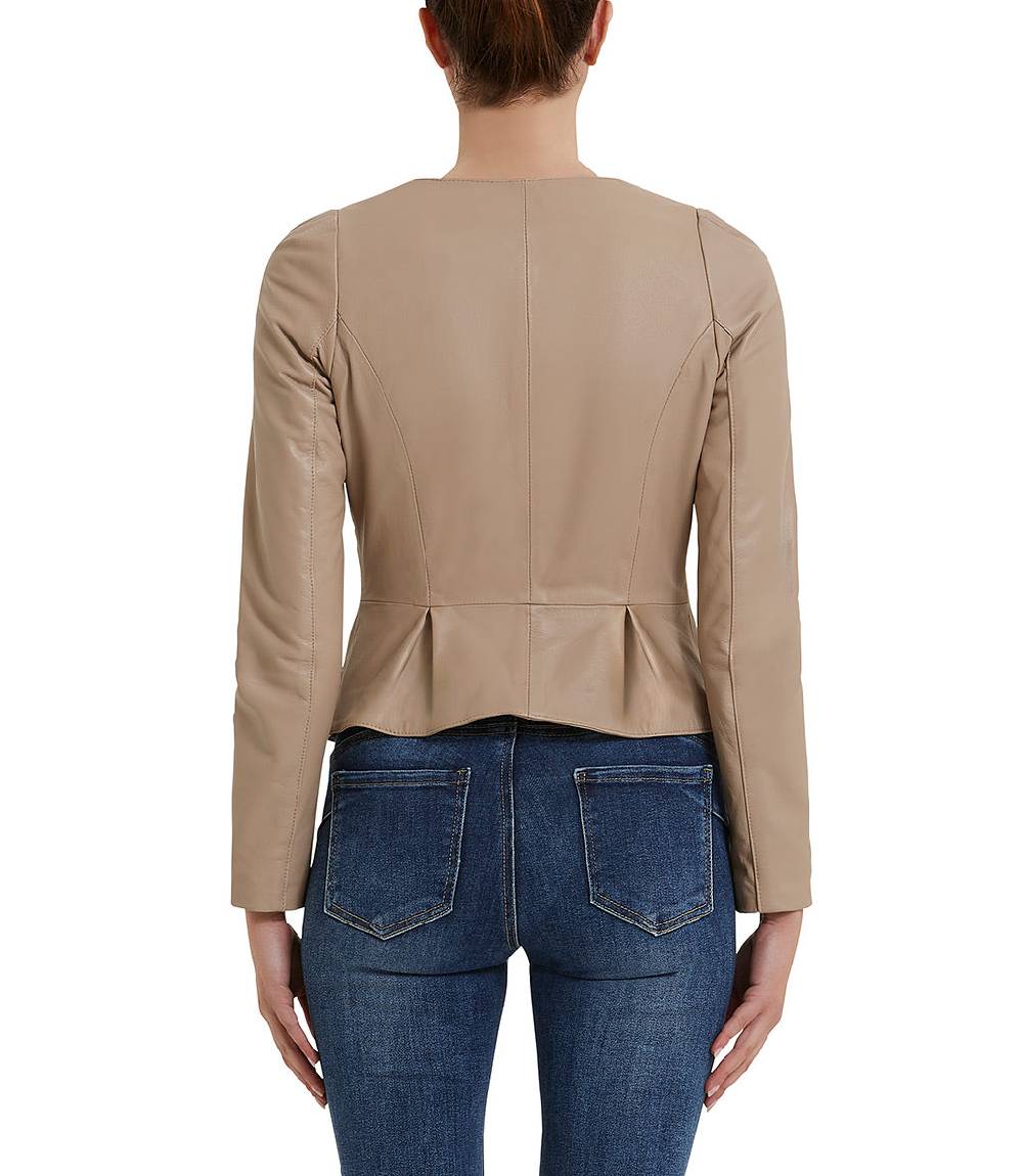 Loriblu Giacca in pelle beige Spedizione Gratuita