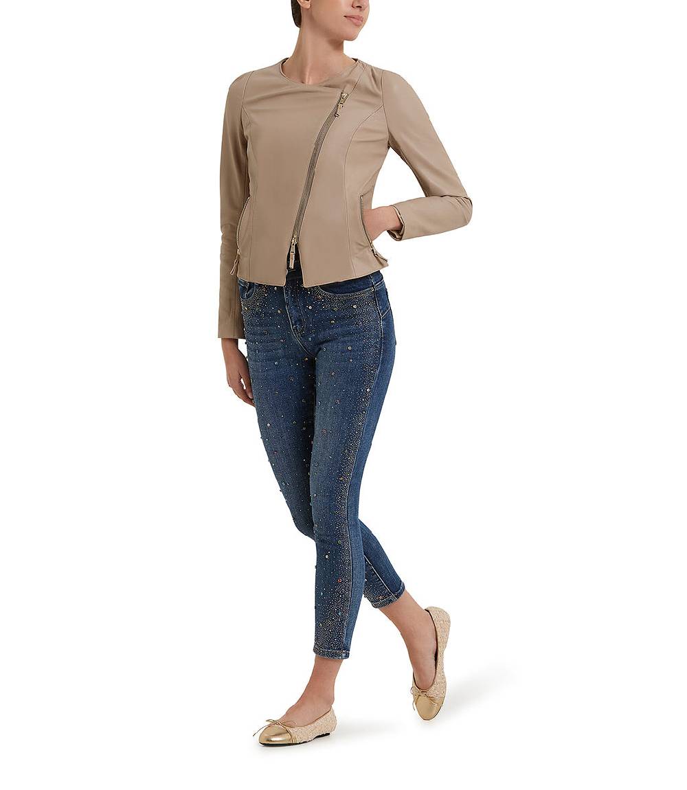 Loriblu Giacca in pelle beige Spedizione Gratuita