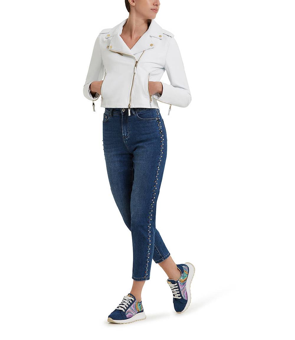 Loriblu Giacca stile biker in pelle bianca Soddisfazione Garantita