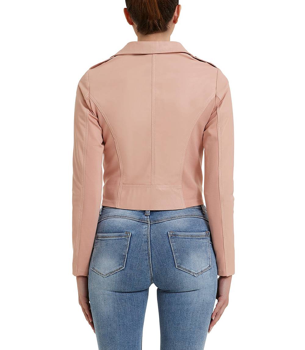 Loriblu Giacca stile biker in pelle rosa Negozi Online