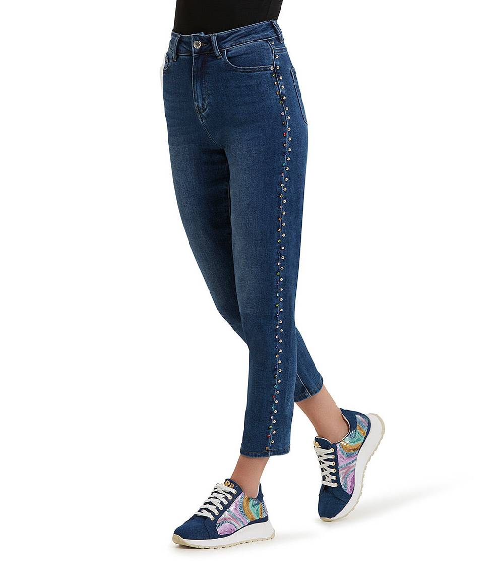 Loriblu Jeans a gamba dritta con cristalli Shopping Online