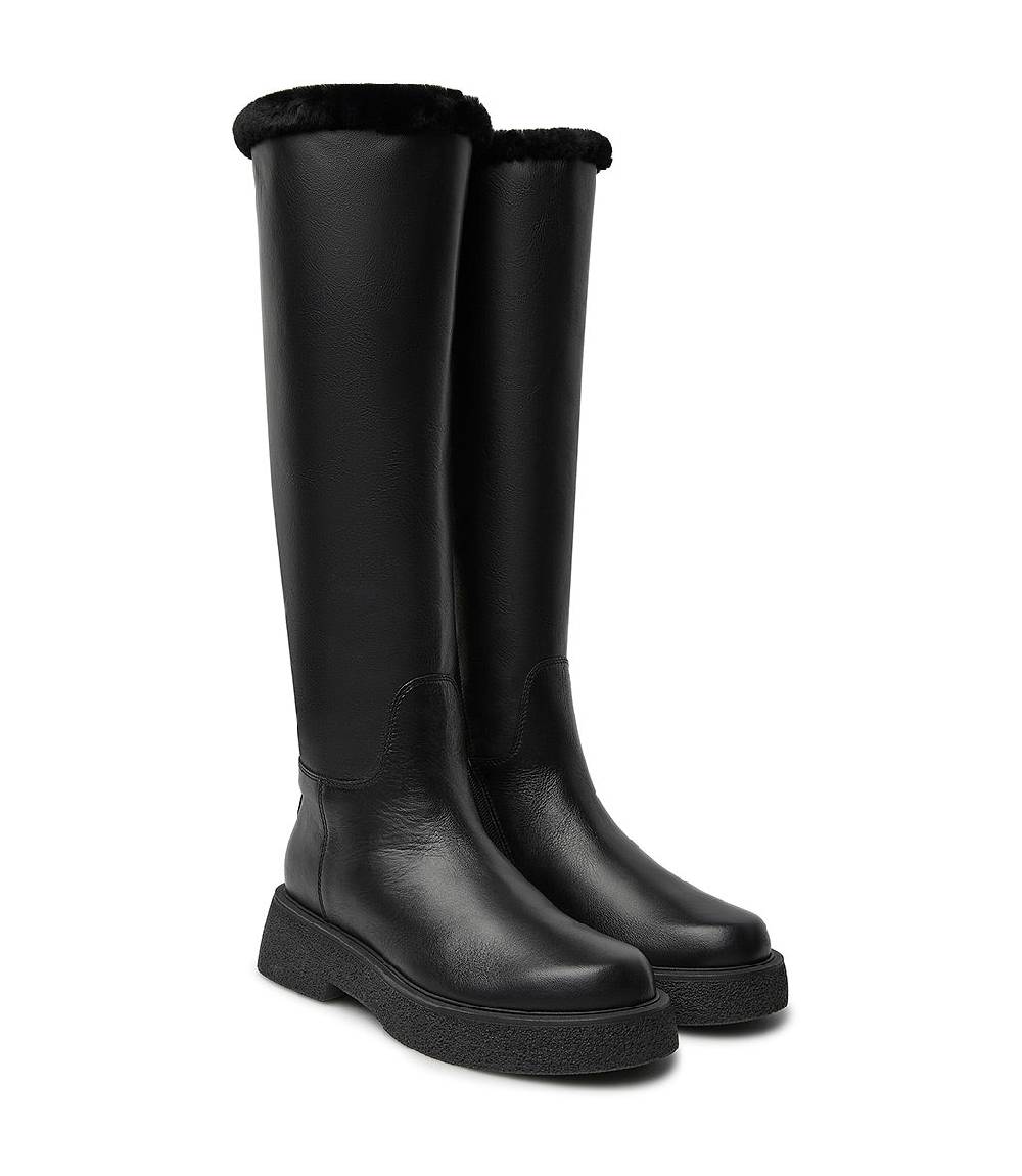 Loriblu Stivali in pelle e shearling nero Offerta