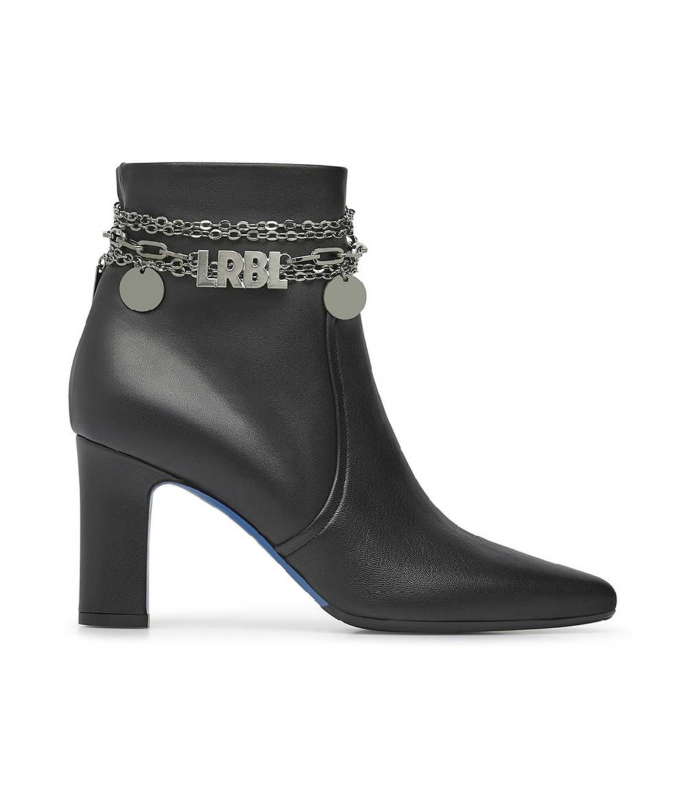 Loriblu Stivaletti in nappa nera con catenella argento Saldi Di Fabbrica