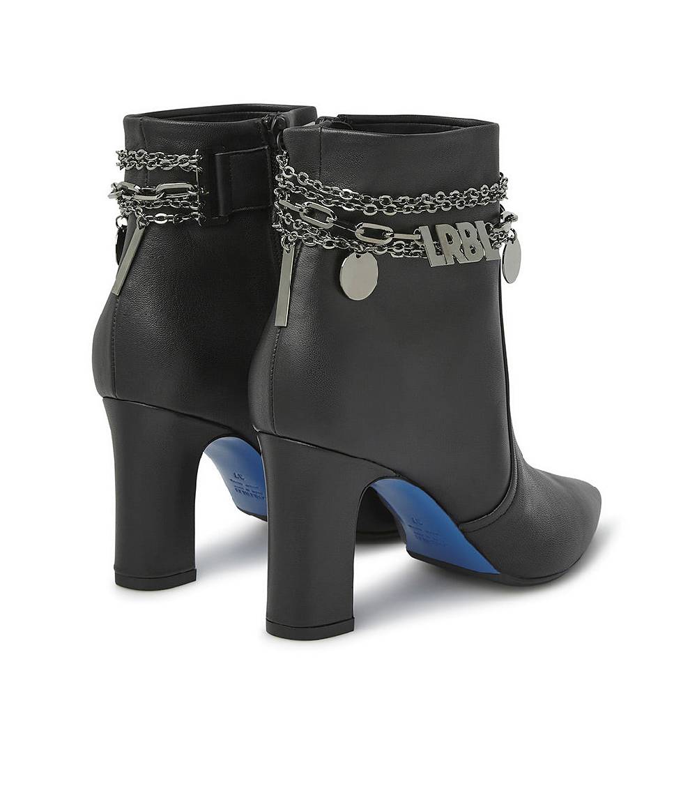 Loriblu Stivaletti in nappa nera con catenella argento Saldi Di Fabbrica