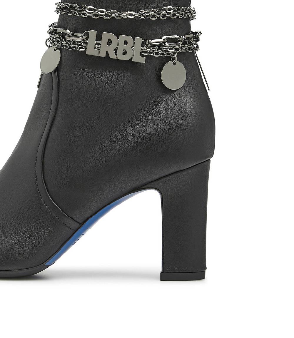 Loriblu Stivaletti in nappa nera con catenella argento Saldi Di Fabbrica