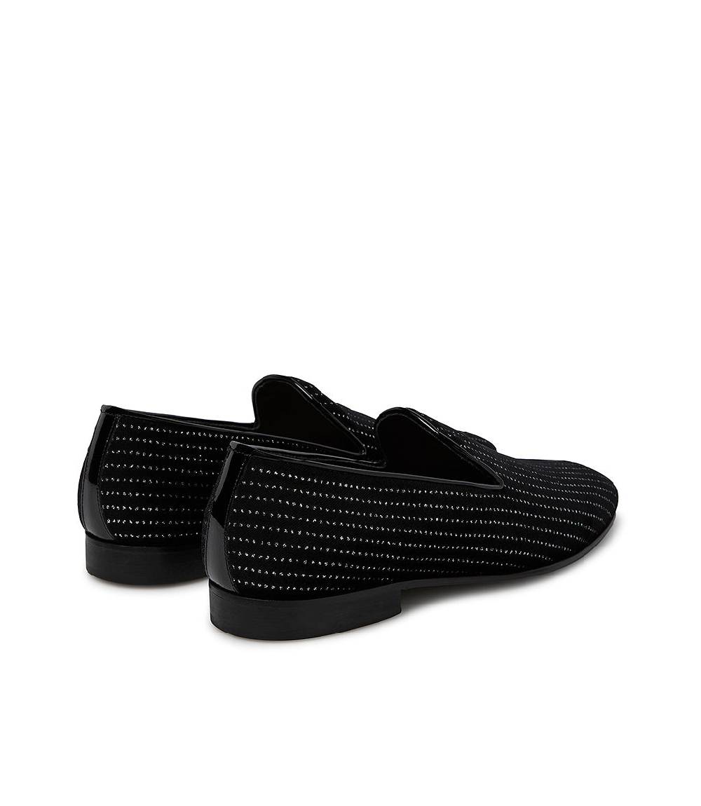 Loriblu Loafer in velluto nero con micro cristalli e dettagli in vernice Negozio