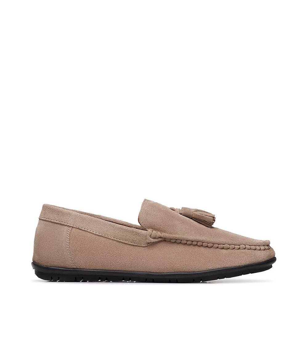 Loriblu Mocassino in camoscio camel con nappine