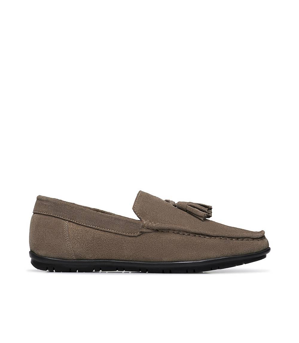 Loriblu Mocassino in camoscio taupe con nappine