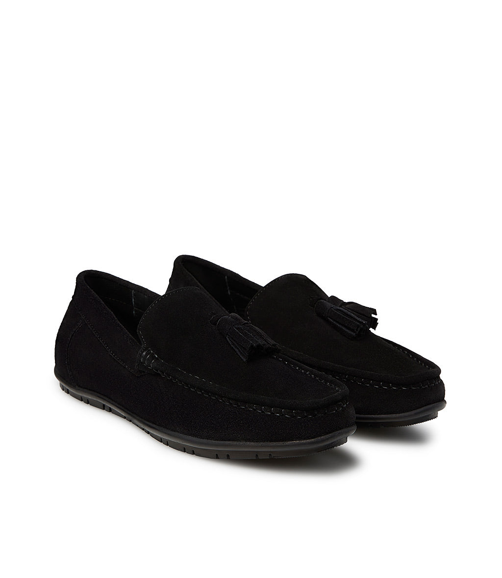 Loriblu Mocassino in camoscio nero con nappine In Linea