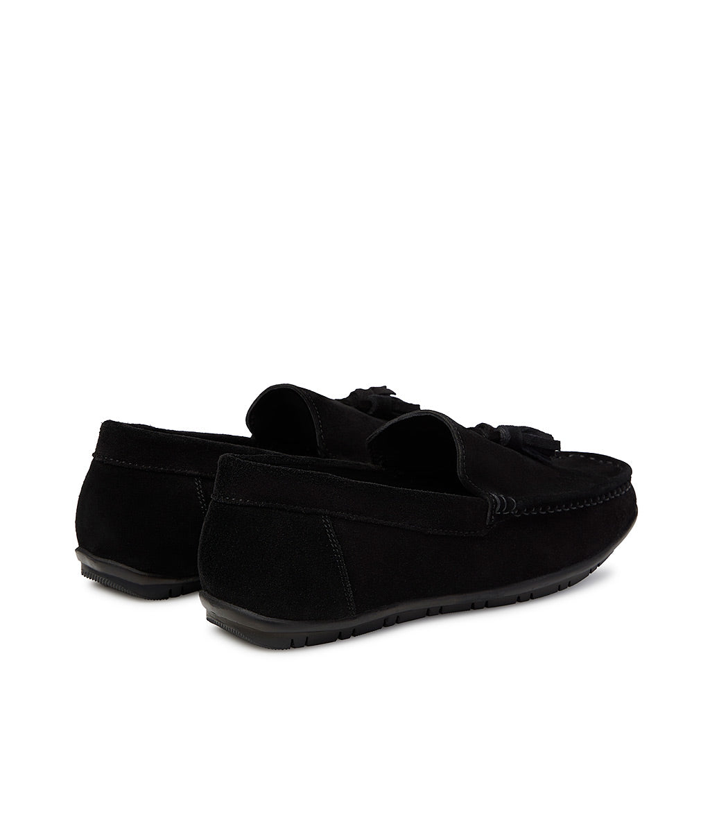 Loriblu Mocassino in camoscio nero con nappine In Linea