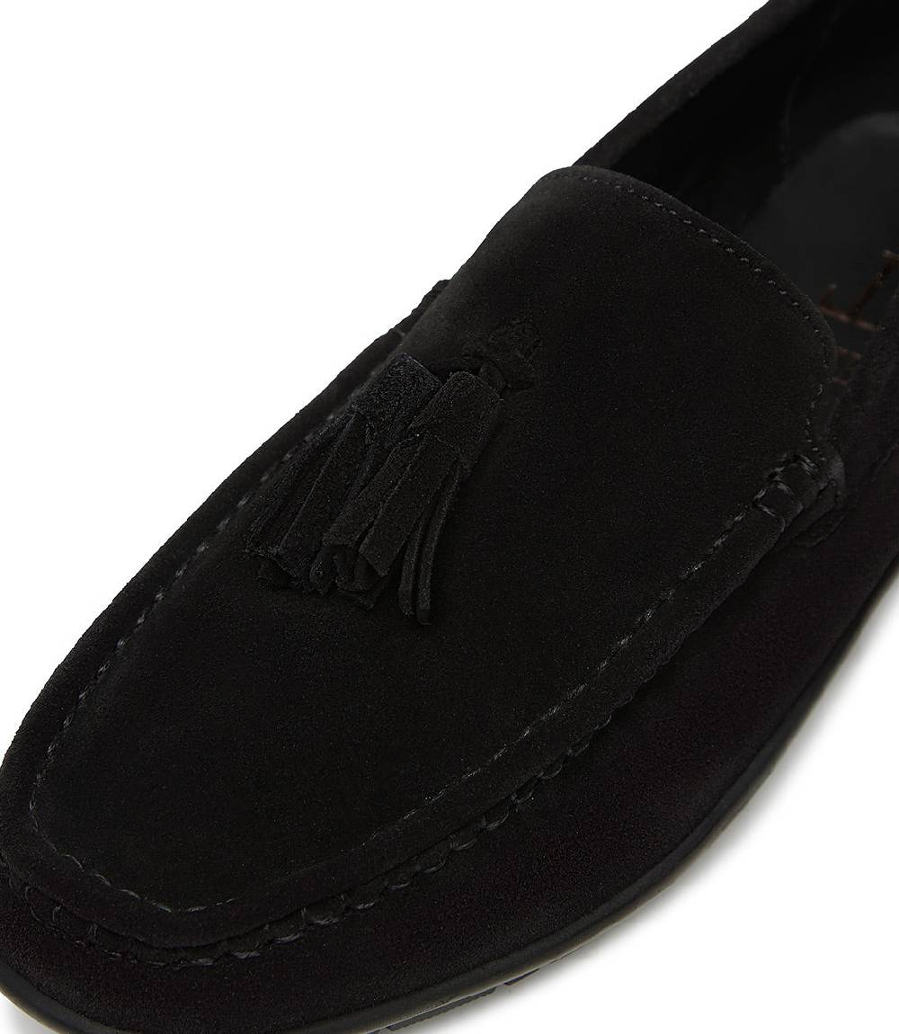 Loriblu Mocassino in camoscio nero con nappine In Linea