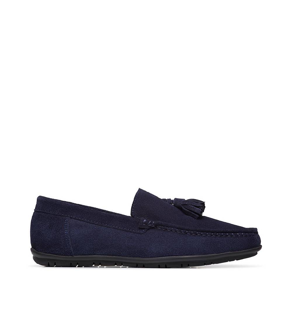 Loriblu Mocassino in camoscio blu con nappine