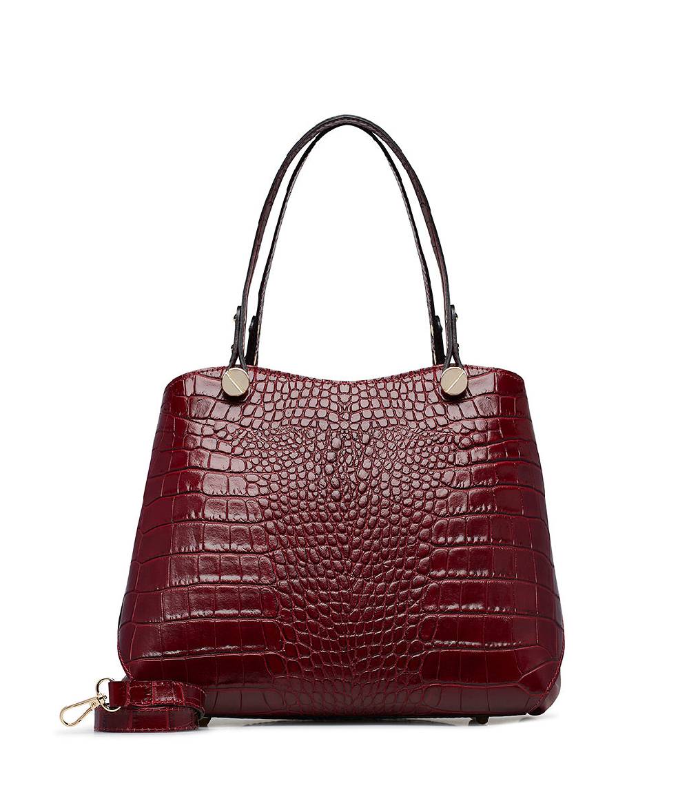 Loriblu Borsa tote bordeaux in pelle stampa cocco Qualità Garantita