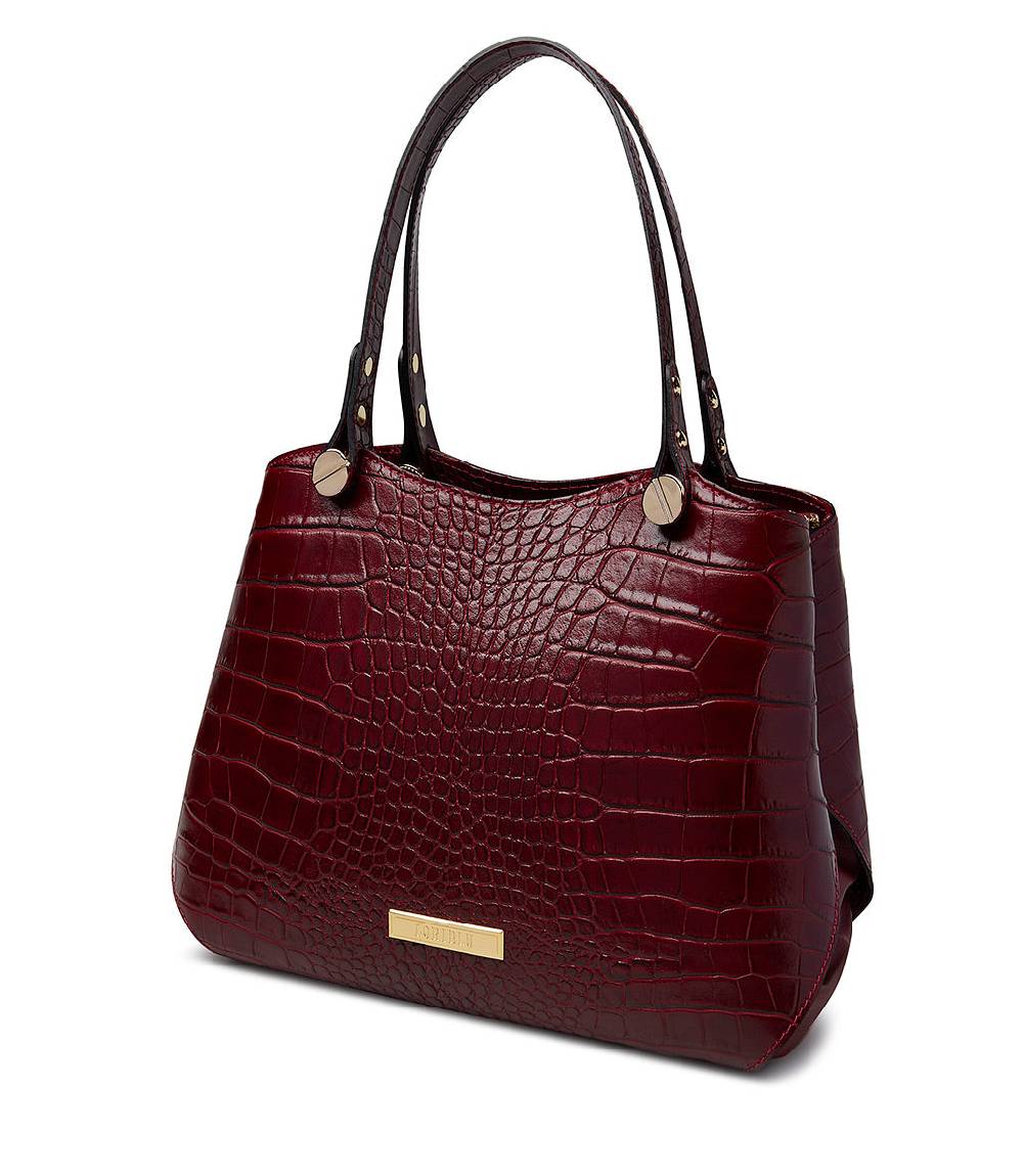 Loriblu Borsa tote bordeaux in pelle stampa cocco Qualità Garantita
