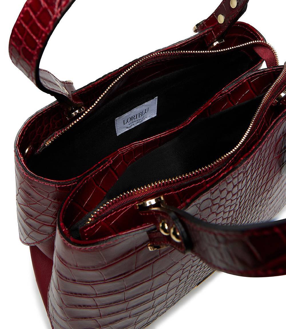 Loriblu Borsa tote bordeaux in pelle stampa cocco Qualità Garantita