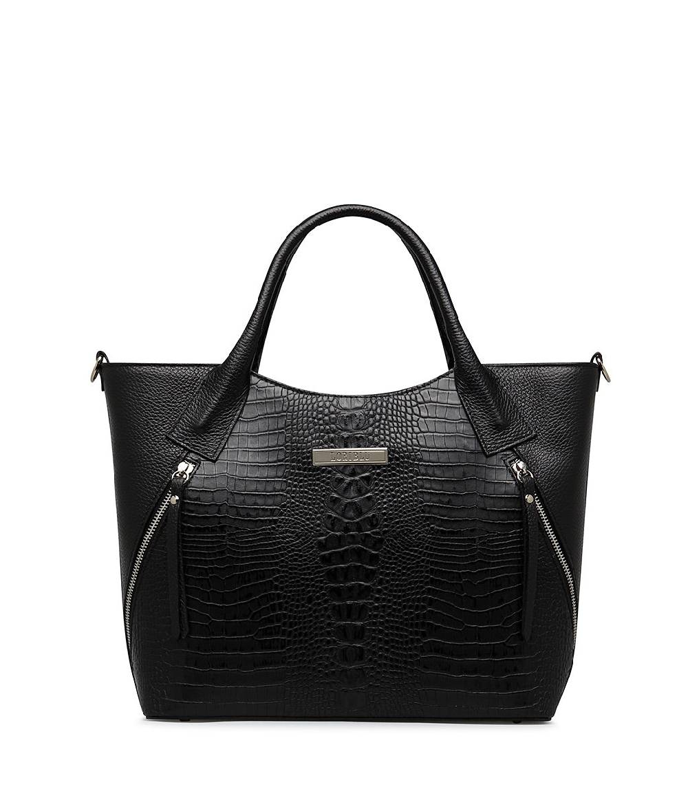 Loriblu Borsa tote nera in pelle stampata