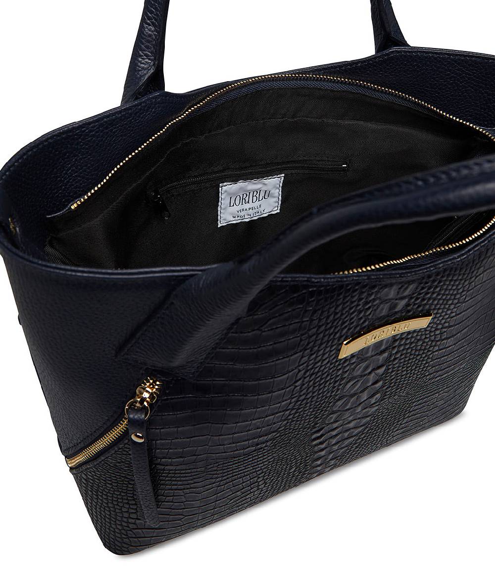 Loriblu Borsa tote blu notte in pelle stampata Fino Al -60%