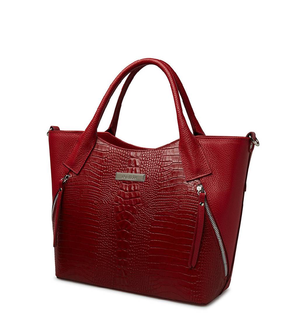 Loriblu Borsa tote bordeaux in pelle stampata Shopping Online