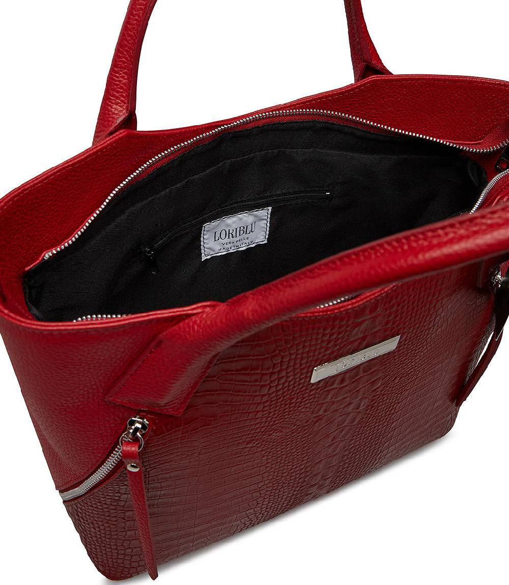Loriblu Borsa tote bordeaux in pelle stampata Shopping Online