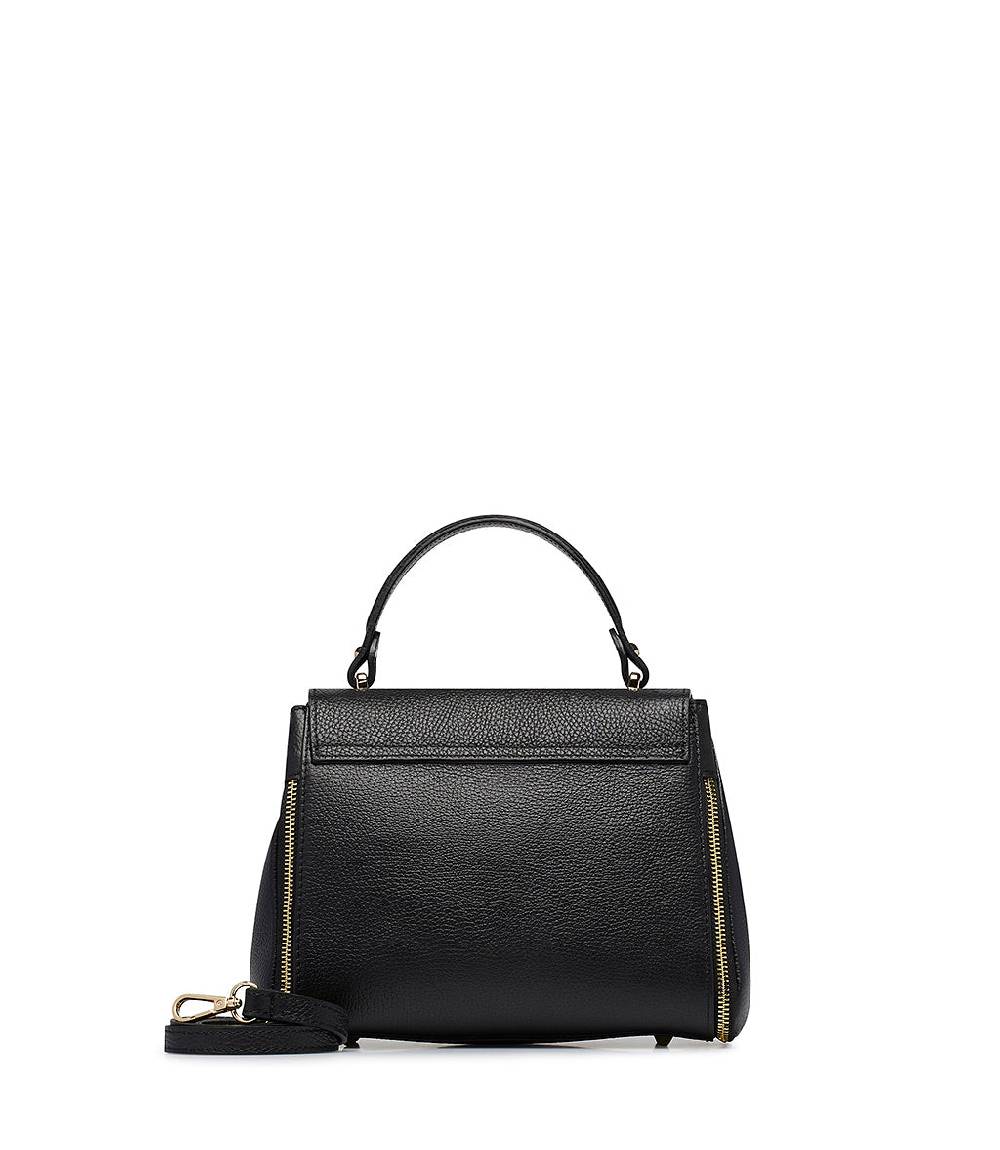 Loriblu Borsa a mano nera in pelle martellata Sottocosto