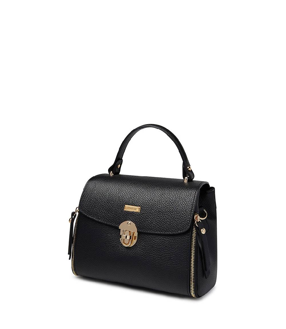 Loriblu Borsa a mano nera in pelle martellata Sottocosto