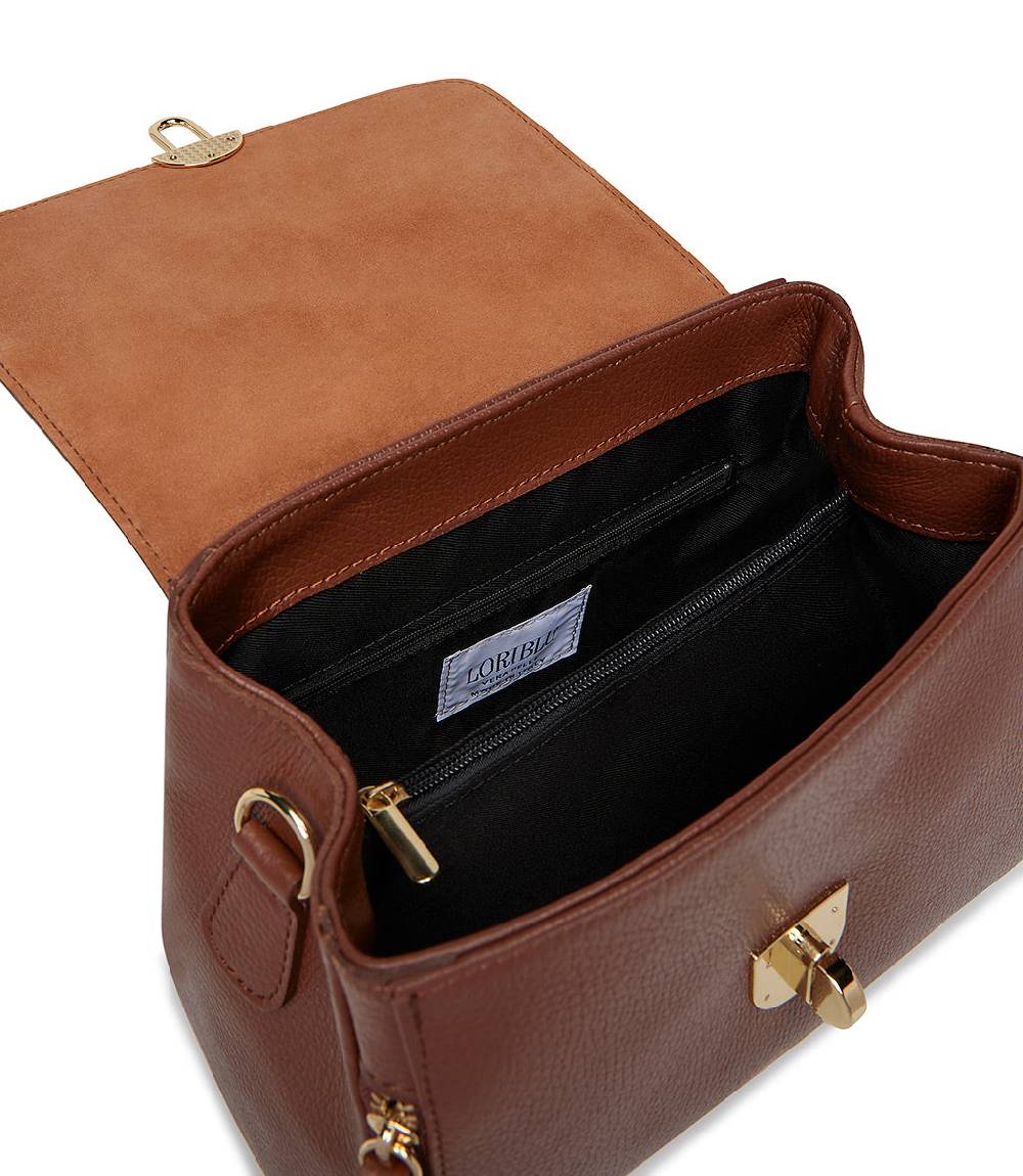 Loriblu Borsa a mano marrone bruciato in pelle martellata Convenienza