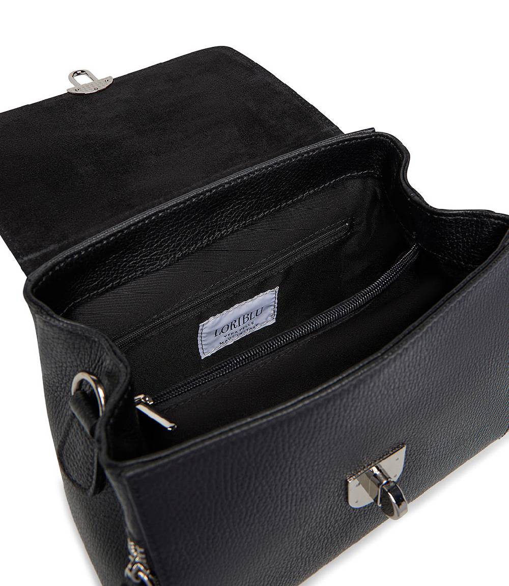 Loriblu Borsa a mano nera in pelle martellata Novità