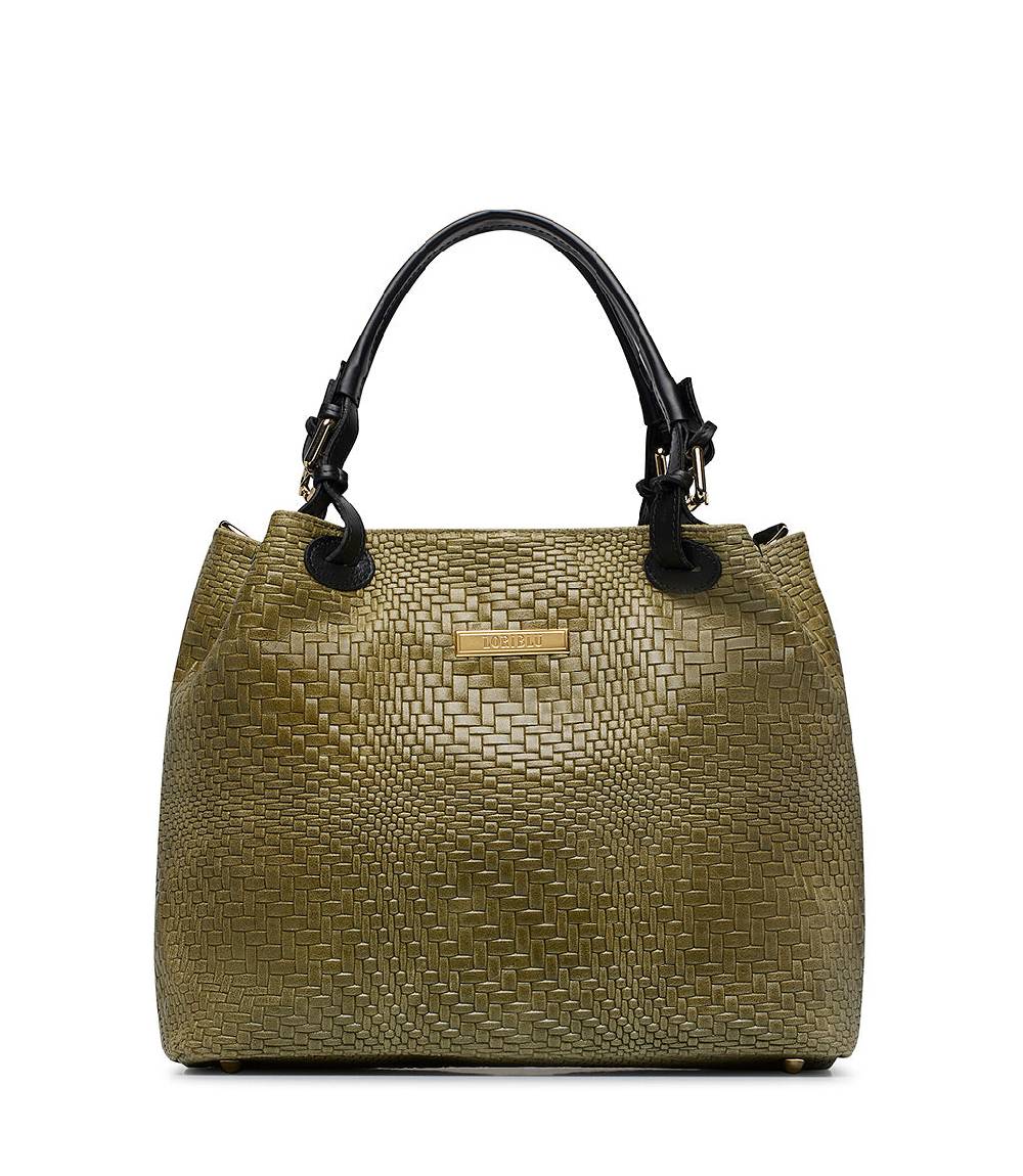 Loriblu Borsa tote in pelle intrecciata verdone