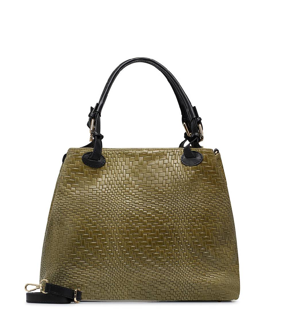Loriblu Borsa tote in pelle intrecciata verdone Sconto