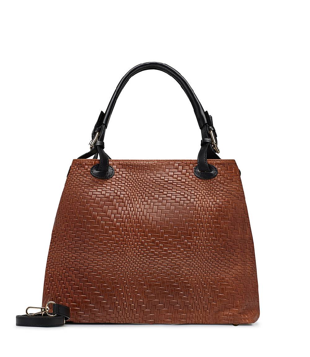Loriblu Borsa tote in pelle intrecciata marrone Offerta