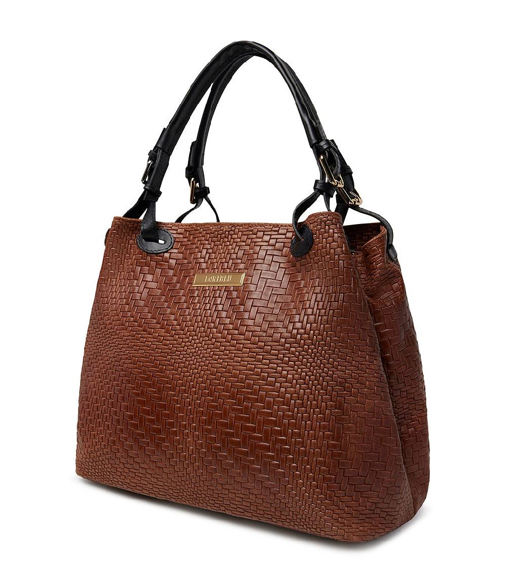 Loriblu Borsa tote in pelle intrecciata marrone Offerta