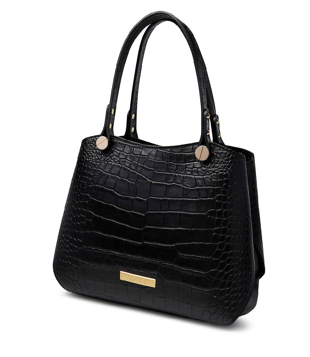Loriblu Borsa nera in pelle stampa cocco Economico
