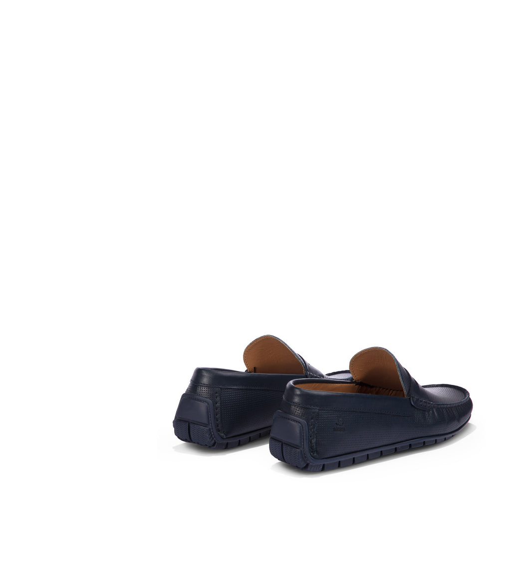 Loriblu Mocassini in nappa traforata blu scuro Vendita Economica
