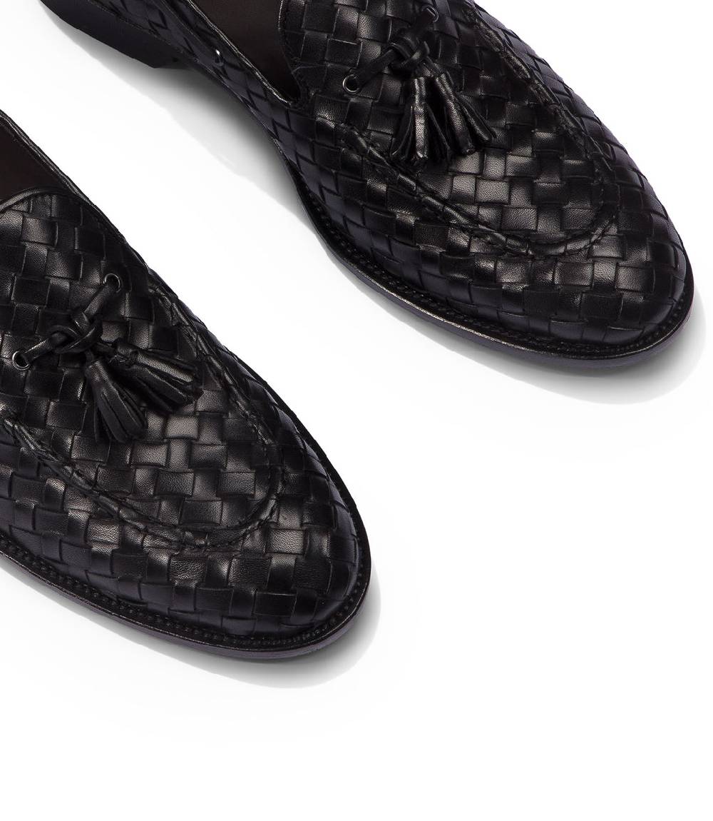 Loriblu Mocassini da barca in pelle intrecciata nera I Più Venduti