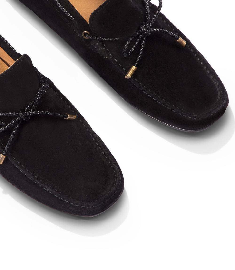 Loriblu Mocassini da barca in camoscio nero Moda