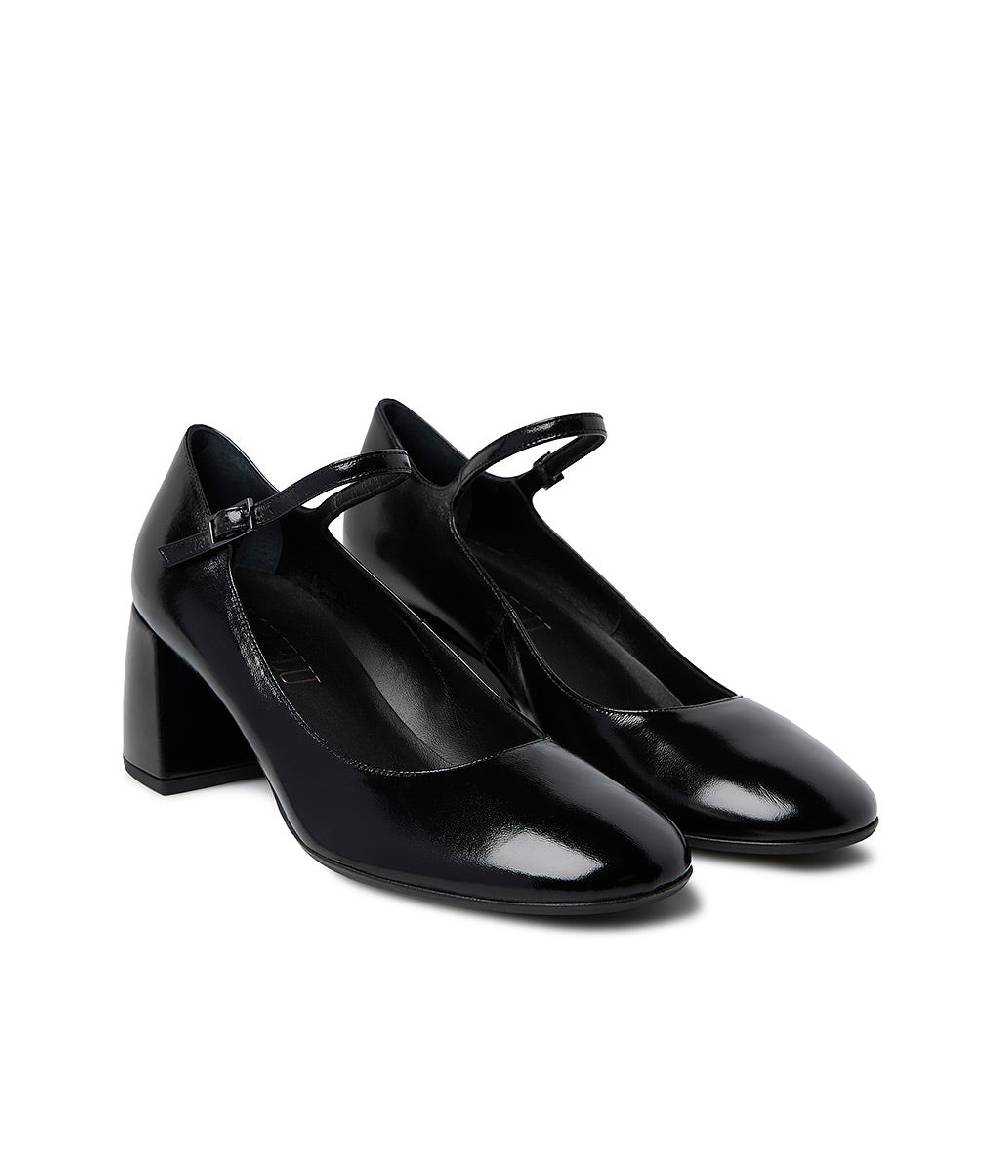 Loriblu Décolleté Mary Jane in pelle lucida nera con cinturino Italy