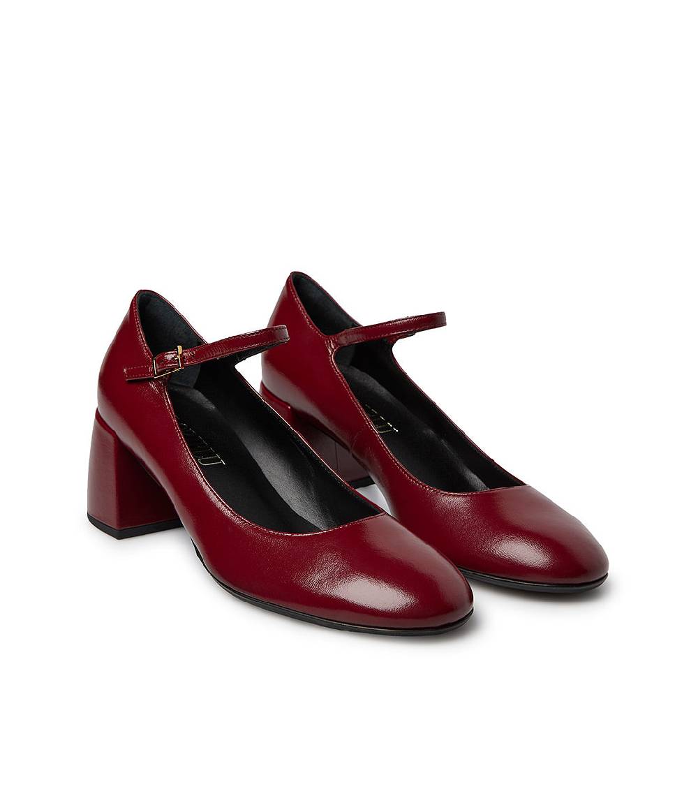Loriblu Décolleté Mary Jane in pelle lucida bordeaux con cinturino Italia