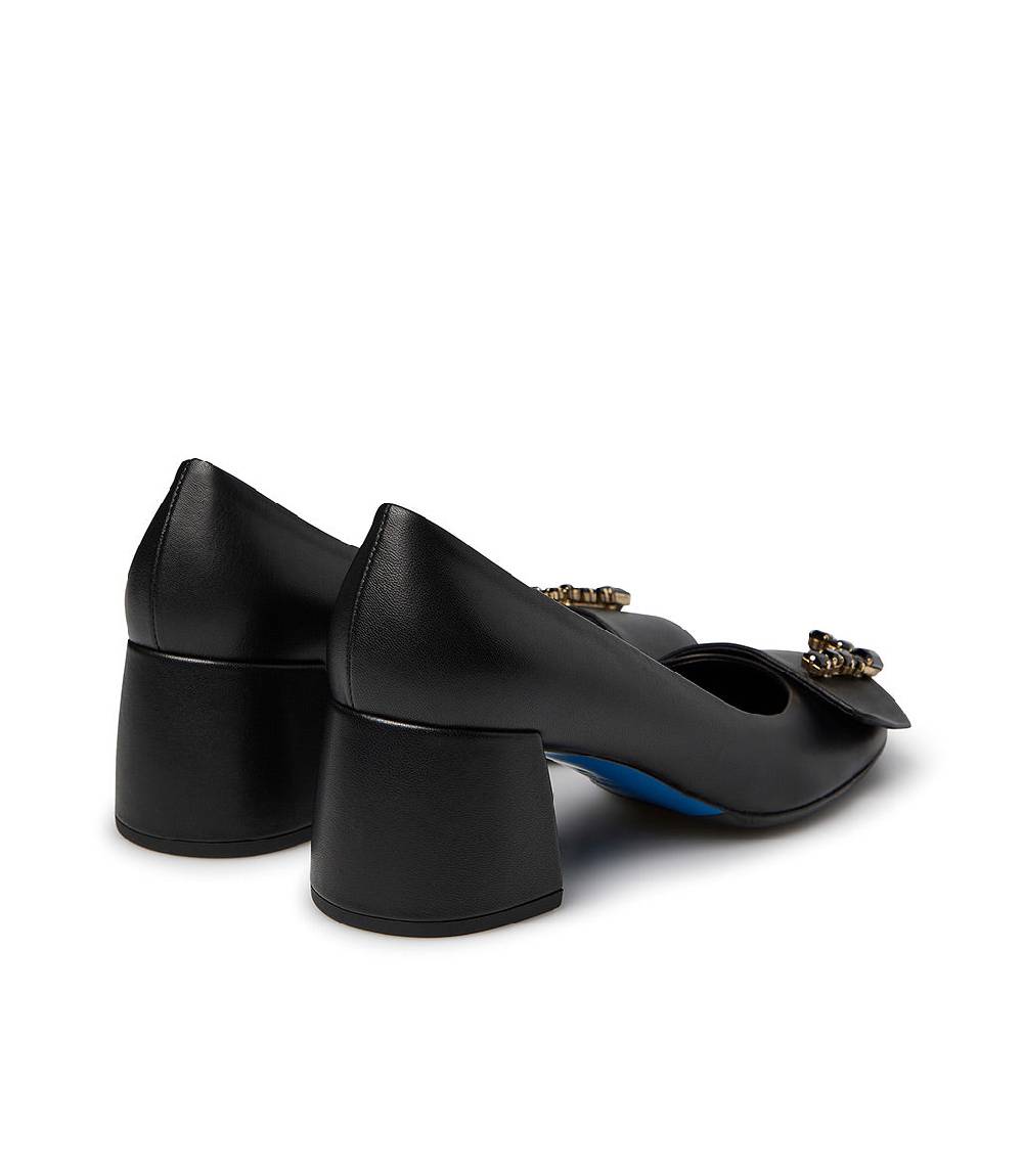 Loriblu Décolleté nappa nero con Logo Signature cristalli 2025