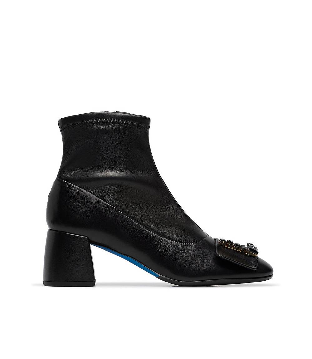 Loriblu Stivaletto in nappa nero con Logo Signature cristalli Pezzi Unici