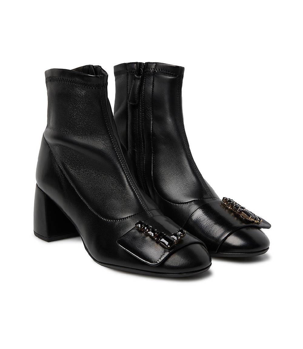 Loriblu Stivaletto in nappa nero con Logo Signature cristalli Pezzi Unici