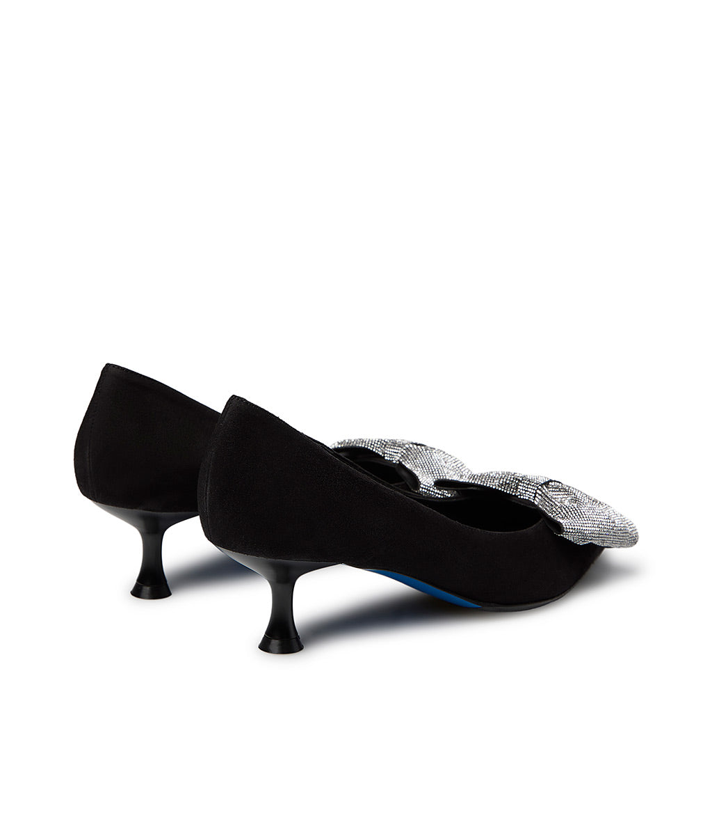 Loriblu Décolleté in camoscio nero con fiocco micro cristalli Soddisfazione Garantita