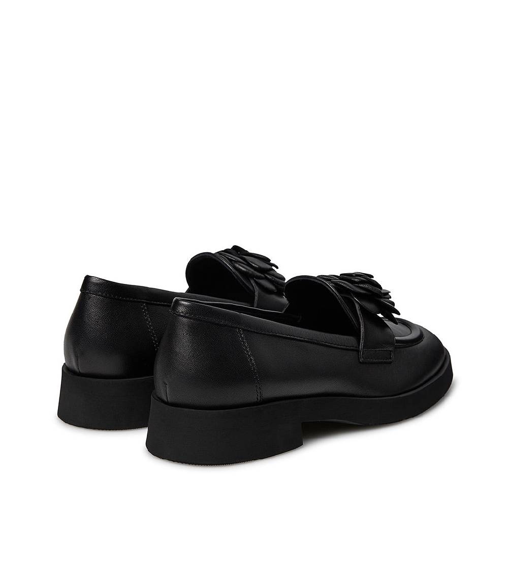 Loriblu Mocassino in nappa nero con fiore Prezzo Ridotto