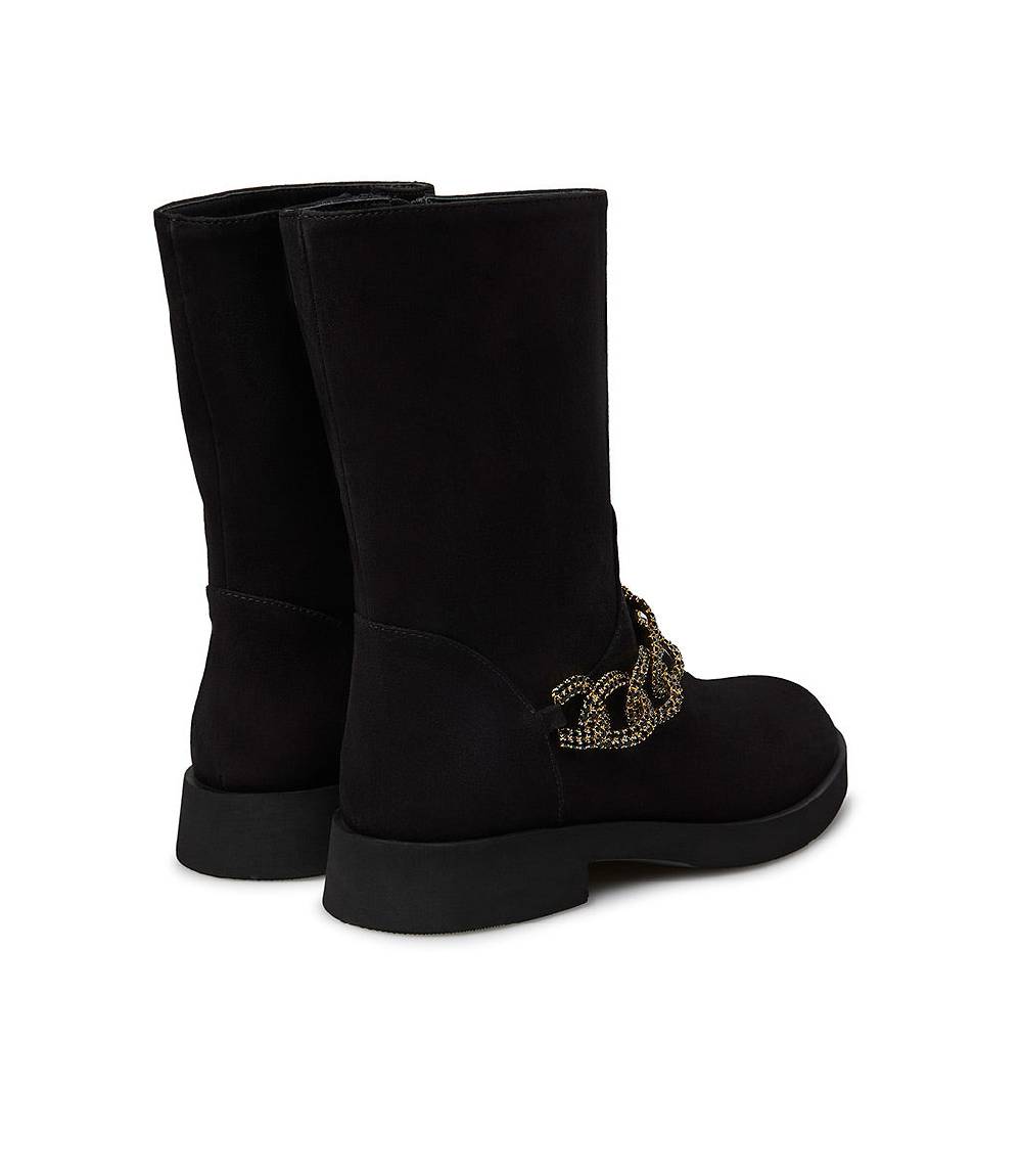 Loriblu Stivaletto in camoscio nero con catena gioiello Novità