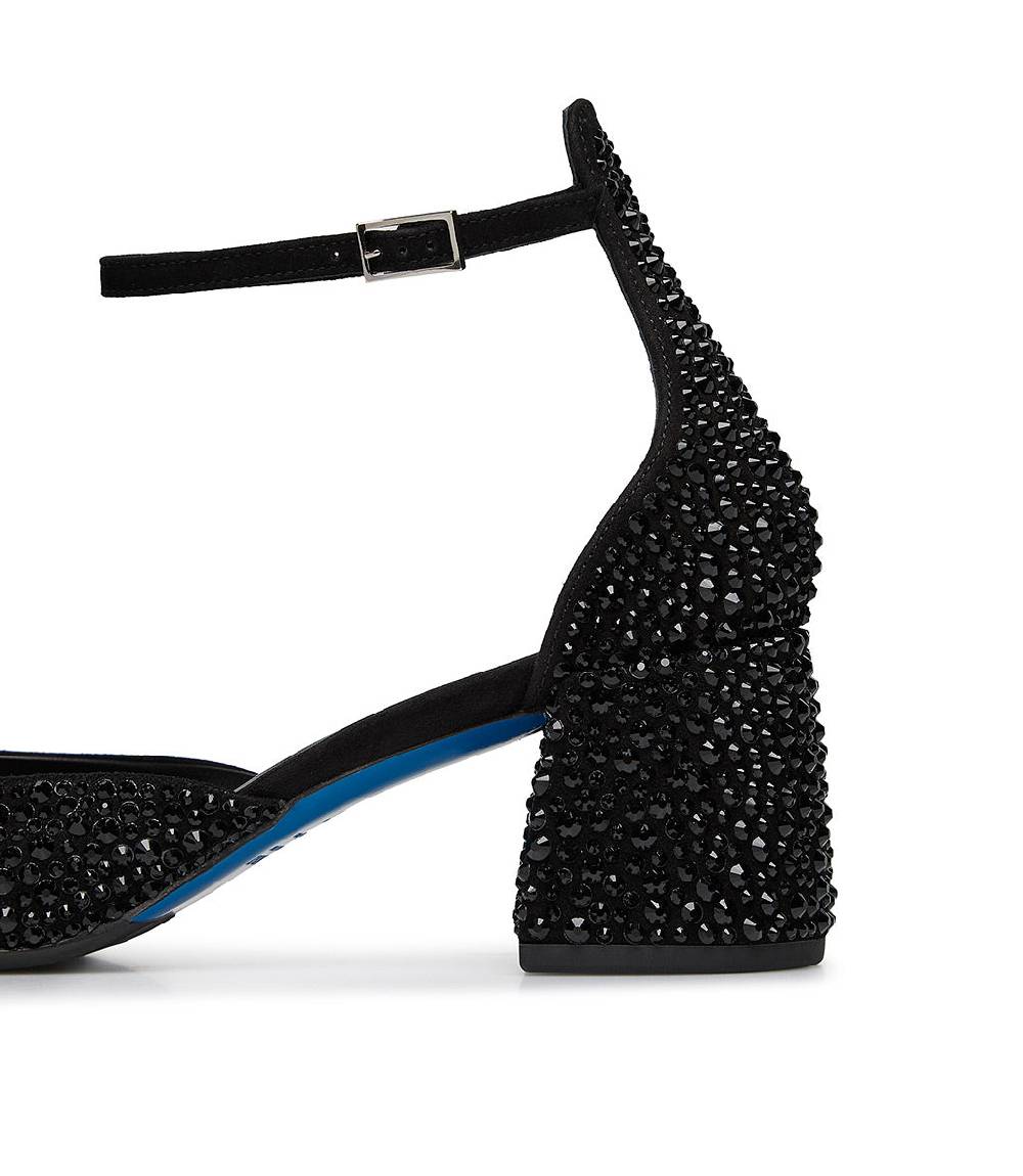 Loriblu Décolleté Mary Jane in camoscio nero con cristalli all-over Sconto