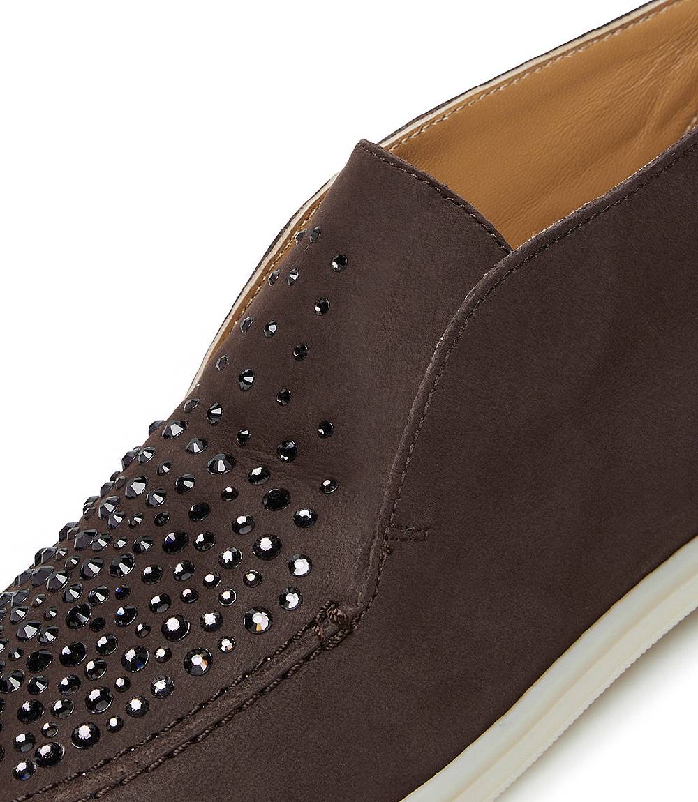 Loriblu Mocassini in pelle marrone scuro con cristalli Qualità Garantita