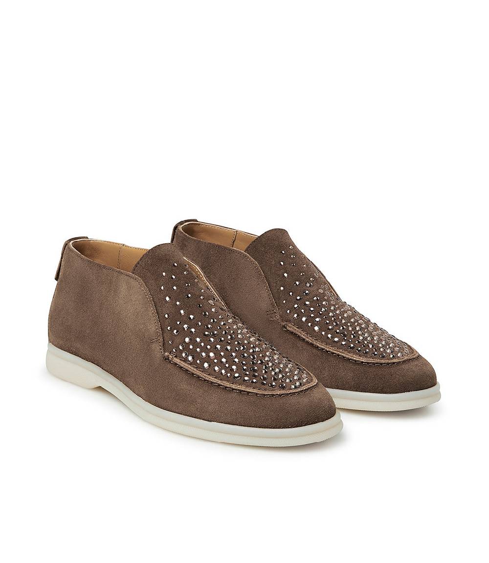 Loriblu Mocassini in pelle scamosciata ghianda con cristalli Offerta speciale della fabbrica